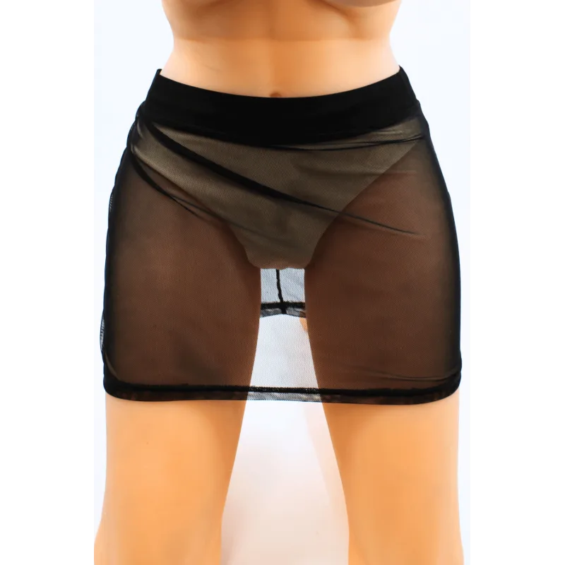 Jupe noire en résille transparente Maya