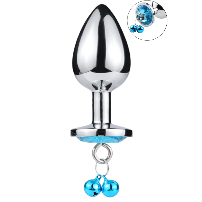 Plug bijou aluminium bleu avec clochettes Taille M JINGLE