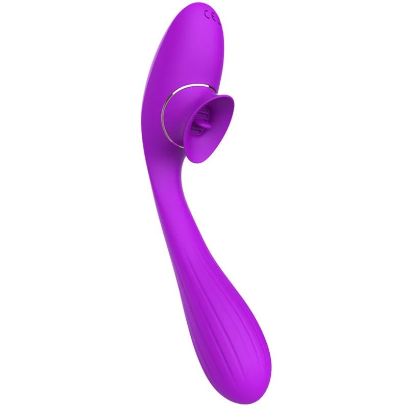 Stimulateur Clitoridien avec langue & Vibromasseur Point G 2-en-1 DISA Violet Cœur Ardent
