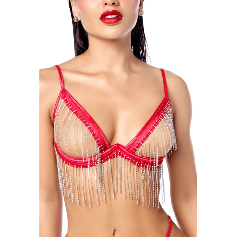 Ensemble 2 pièces à franges strass