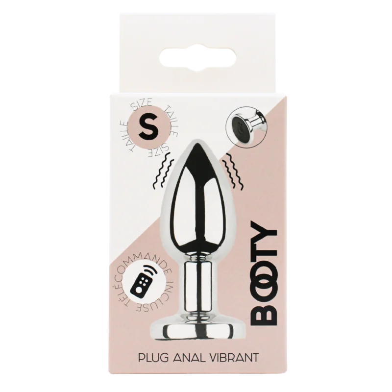 Plug vibrant acier inoxydable anal taille S avec télécommande, USB BOOTY