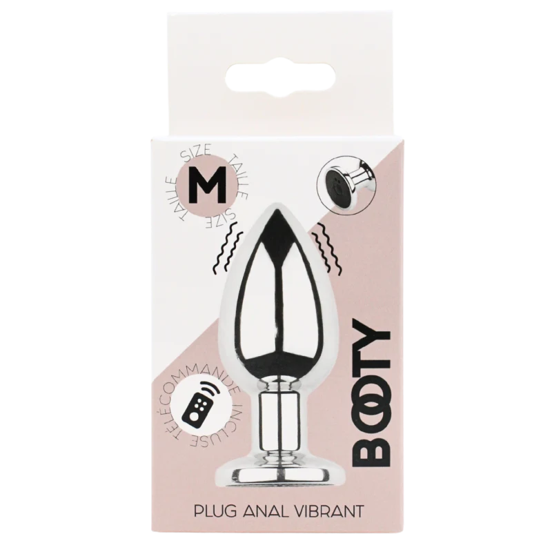 Plug vibrant acier inoxydable anal taille M avec télécommande, USB BOOTY