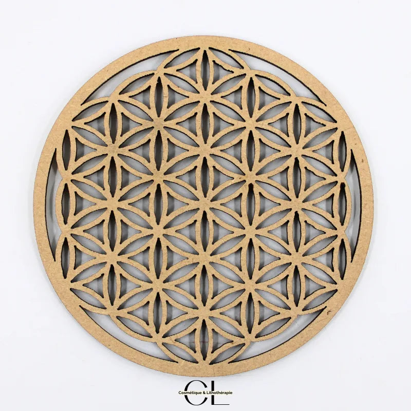 Plaque Fleur de Vie Sculptée Bois 10cm
