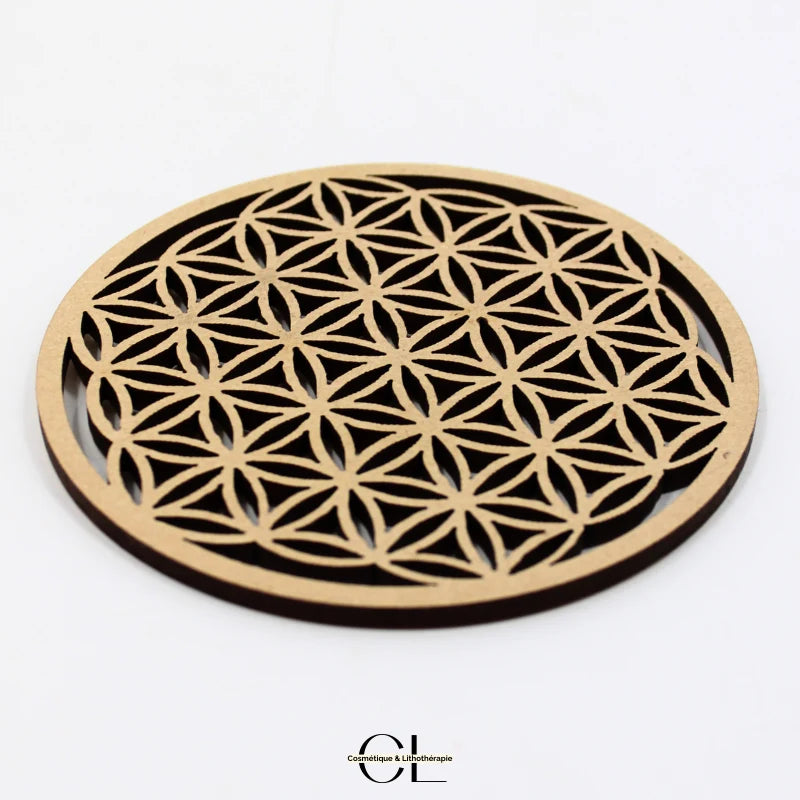 Plaque Fleur de Vie Sculptée Bois 10cm