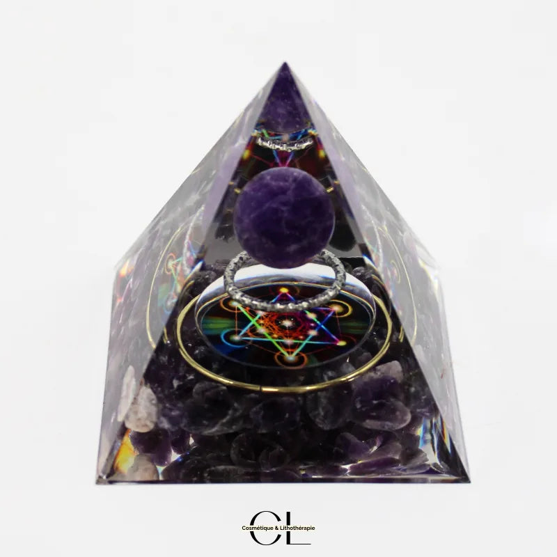 Orgonite pyramide Amethyste Métatron
