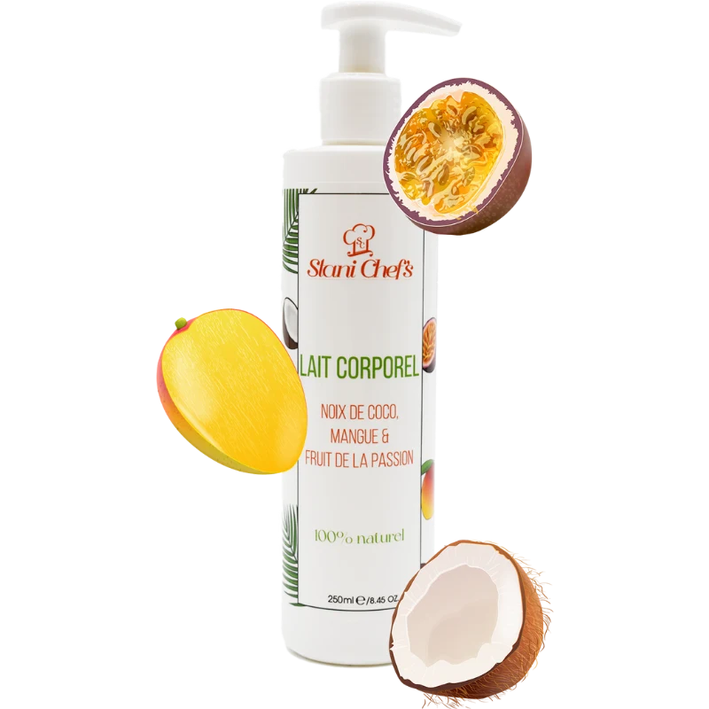 Lait corporel à la noix de coco, mangue fruit de la passion - 250ml 100% naturel
