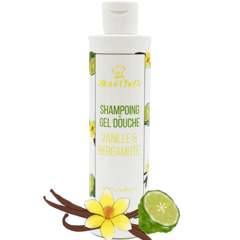 2 en 1 Gel douche corps et shampoing vanille et bergamote - 250ml 100% naturel