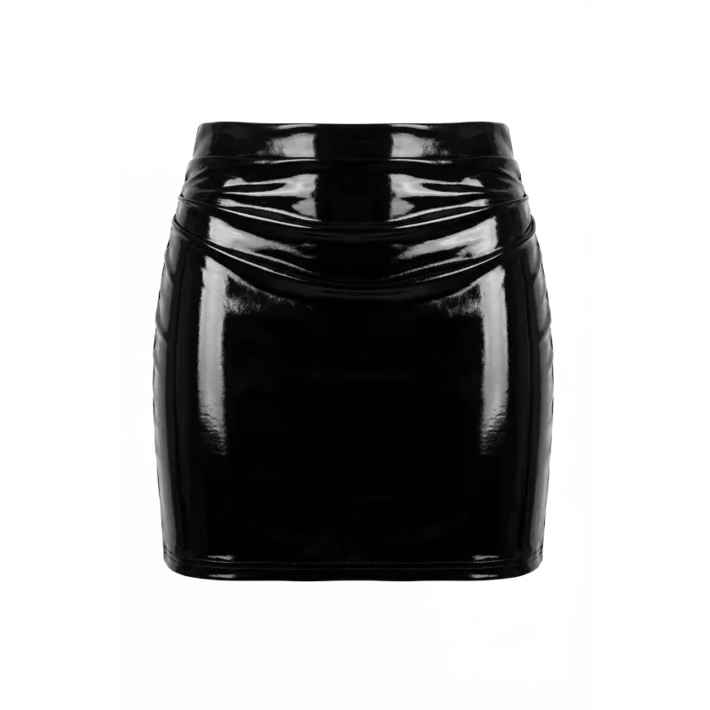 Jupe noire en simili cuir avec zip Lara