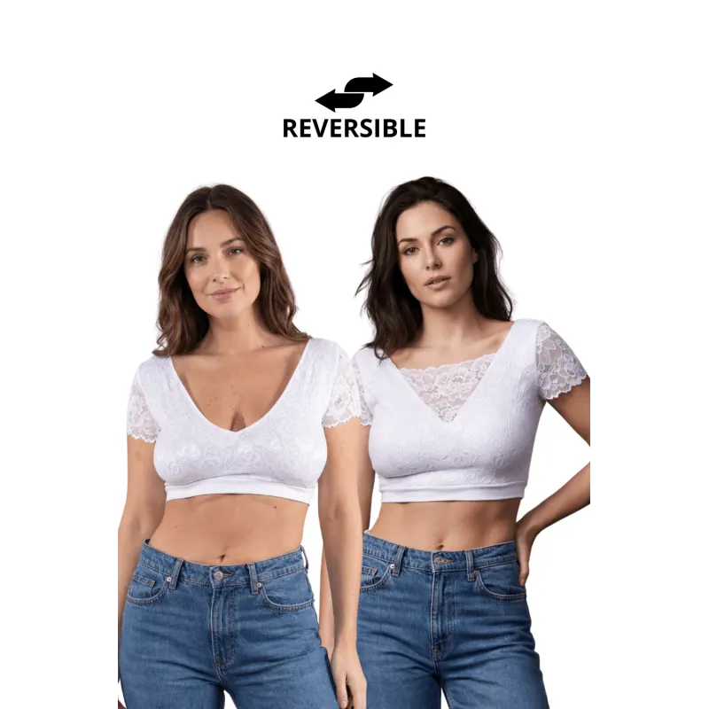 Top sexy court blanc bi matiÚre réversible