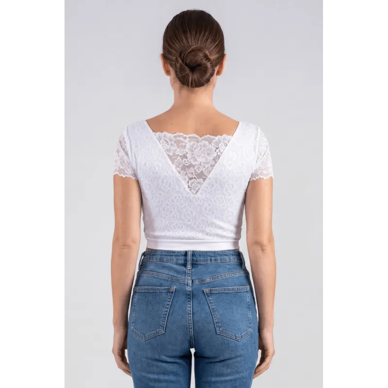 Top sexy court blanc bi matière réversible