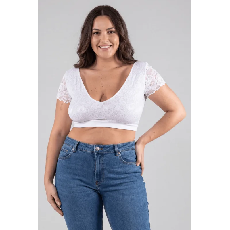 Top sexy court blanc bi matière réversible