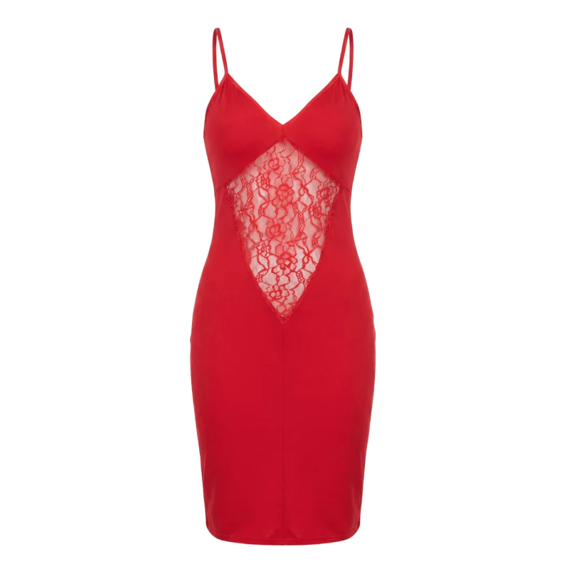 Robe décollectée rouge Emilia