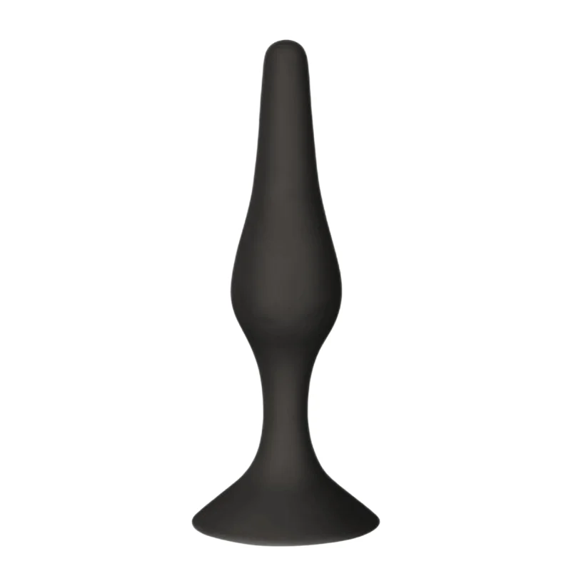 Plug Anal Noir en Silicone S avec Ventouse Taille S 10,5 cm Pocket Pleasure + 1 dosette de lubrifiant