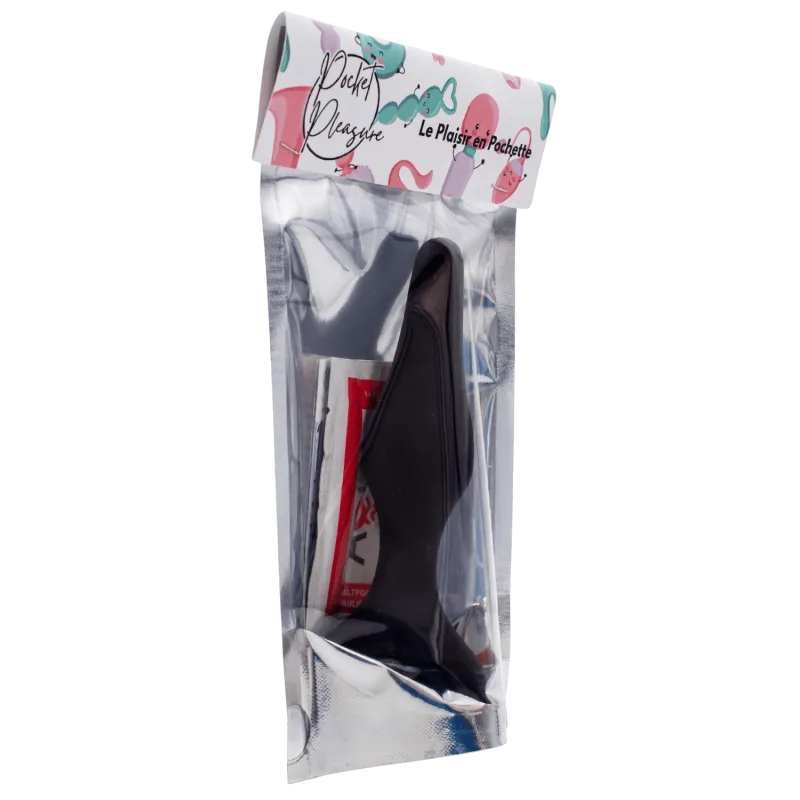 Plug Anal Noir en Silicone L avec Ventouse Taille L 12,7 cm Pocket Pleasure + 1 dosette de lubrifiant