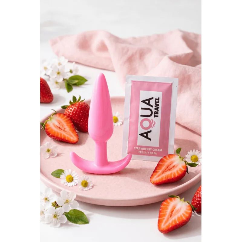 Plug anal rose souple base évasée Pocket Pleasure + 1 dosette lubrifiant