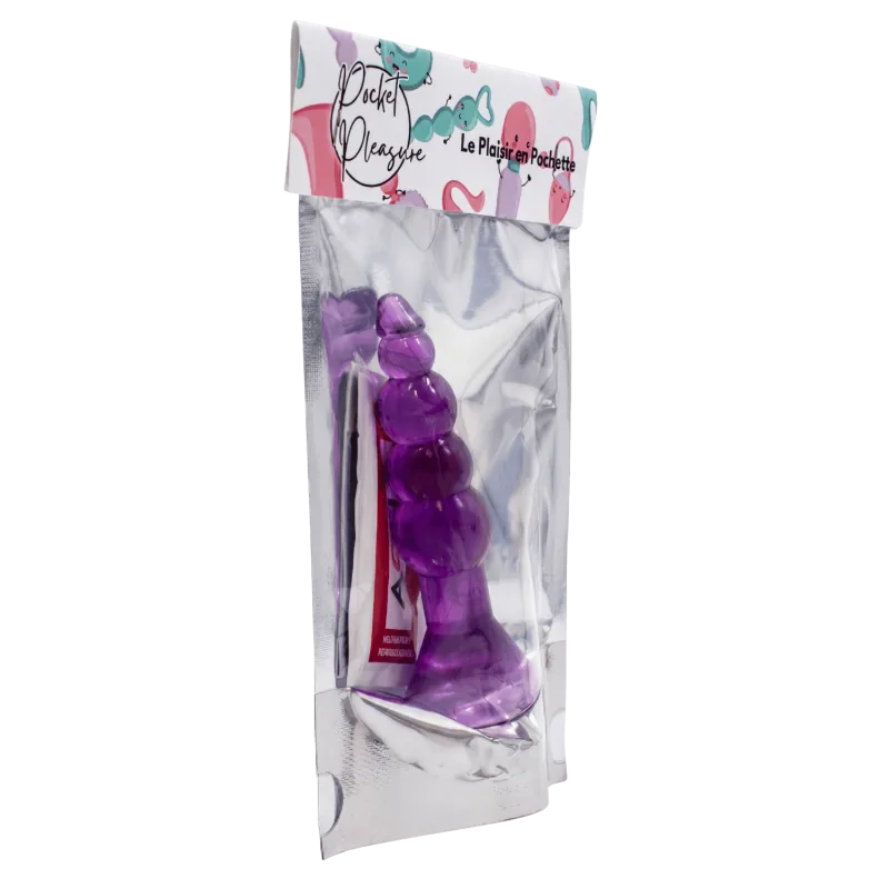 Plug Anal Ventouse Boules Jelly 11 cm Pocket Pleasure 1 dosette lubrifiant