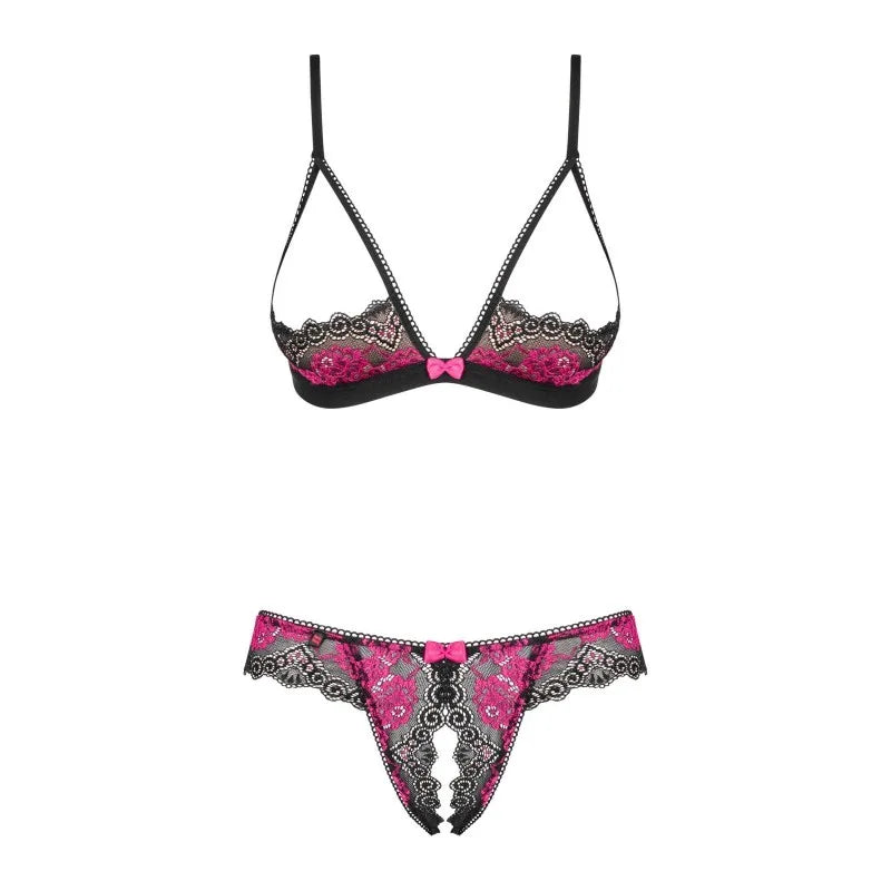 Tulia Ensemble ouvert 2 pcs - Noir et Fuchsia