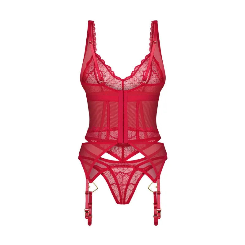 Cupide Desir corset et string - Rouge