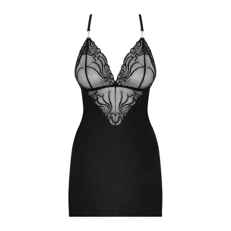 828-CHE-1 Nuisette et String - Noir