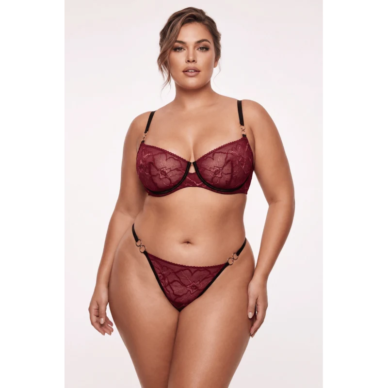 String bordeaux avec anneaux détachables