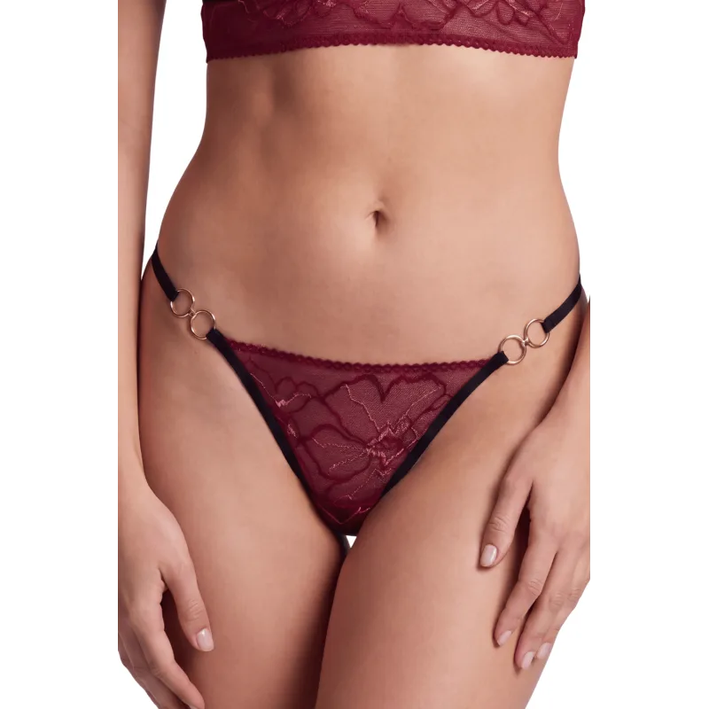 String bordeaux avec anneaux détachables