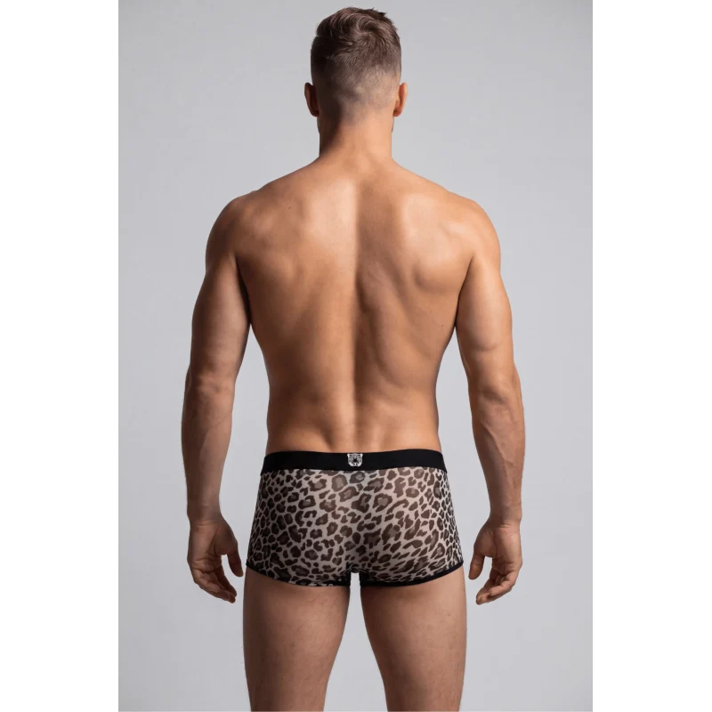 Boxer en résille imprimé léopard gris