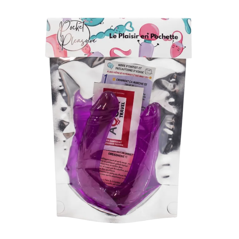 Double Dong Flexible Violet Pocket Pleasure + 1 dosette de lubrifiant