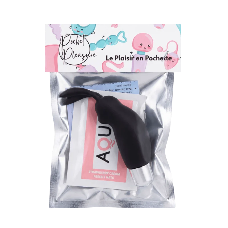 Mini Stimulateur Clitoridien Lapin Noir + 1 dosette lubrifiant — Pocket Pleasure
