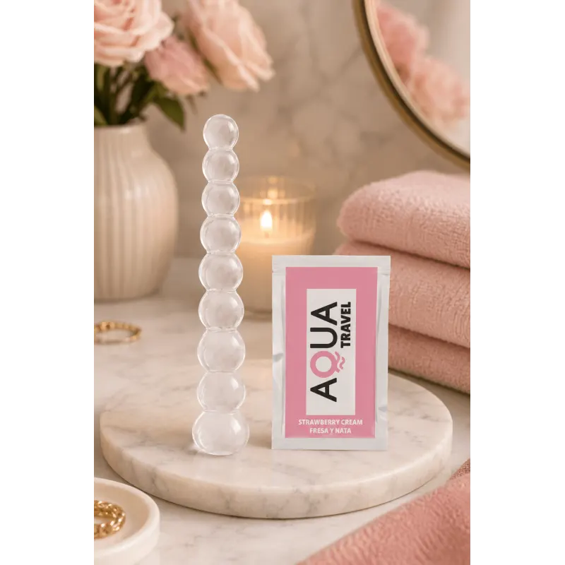 Chapelet Anal en Verre Transparent + 1 dosette de lubrifiant — Pocket Pleasure