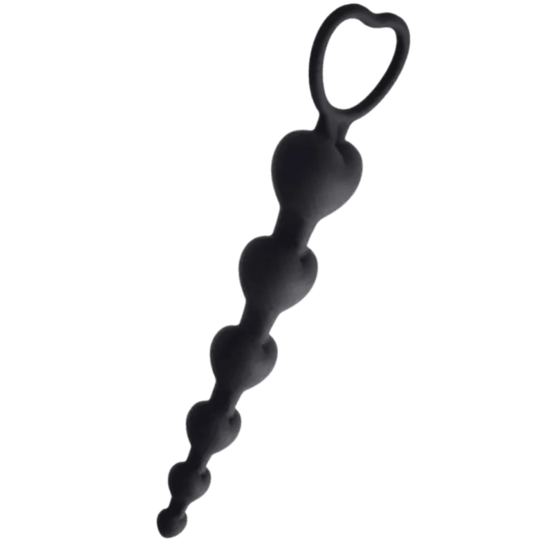 Chapelet Anal Cœur Silicone Noir + 1 dosette de lubrifiant — Pocket Pleasure