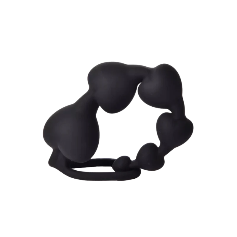 Chapelet Anal Cœur Silicone Noir + 1 dosette de lubrifiant — Pocket Pleasure