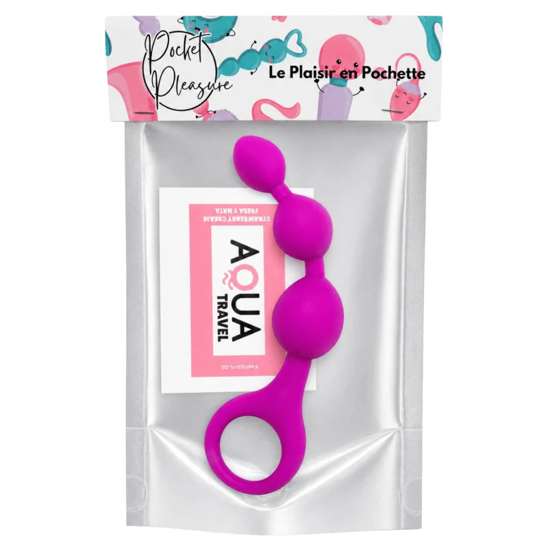 Chapelet Anal 3 Boules Fuchsia Silicone + 1 dosette de lubrifiant — Pocket Pleasure