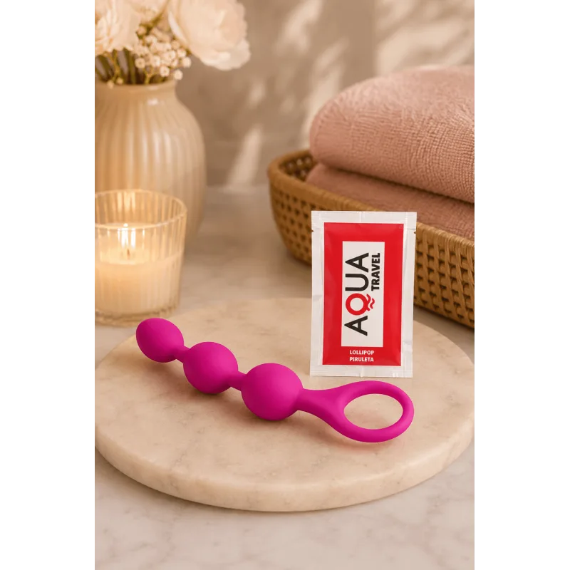 Chapelet Anal 3 Boules Fuchsia Silicone + 1 dosette de lubrifiant — Pocket Pleasure