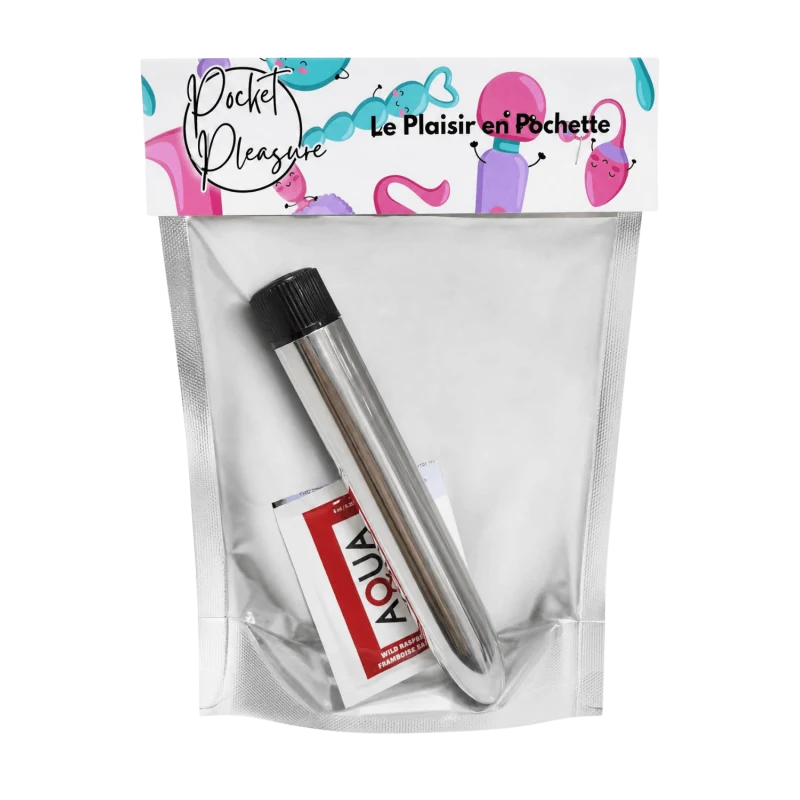 Vibromasseur Classique ArgentĂ© + 1 dosette de lubrifiant â Pocket Pleasure