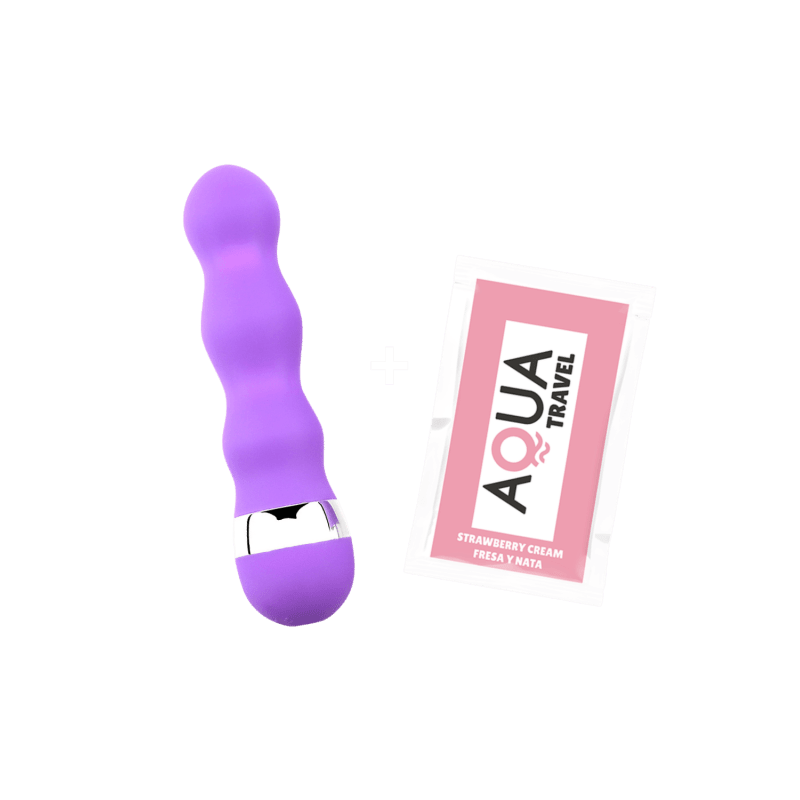 Mini Vibromasseur violet ondulés Pocket Pleasure + 1 dosette de lubrifiant