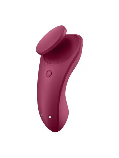 Télécommande rouge avec un bouton, idéale pour contrôler des sextoys connectés via l'application Satisfyer Connect.