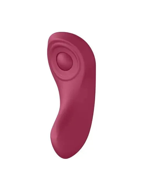 Vibromasseur connecté en silicone rouge, élégant et ergonomique pour plaisir intime.