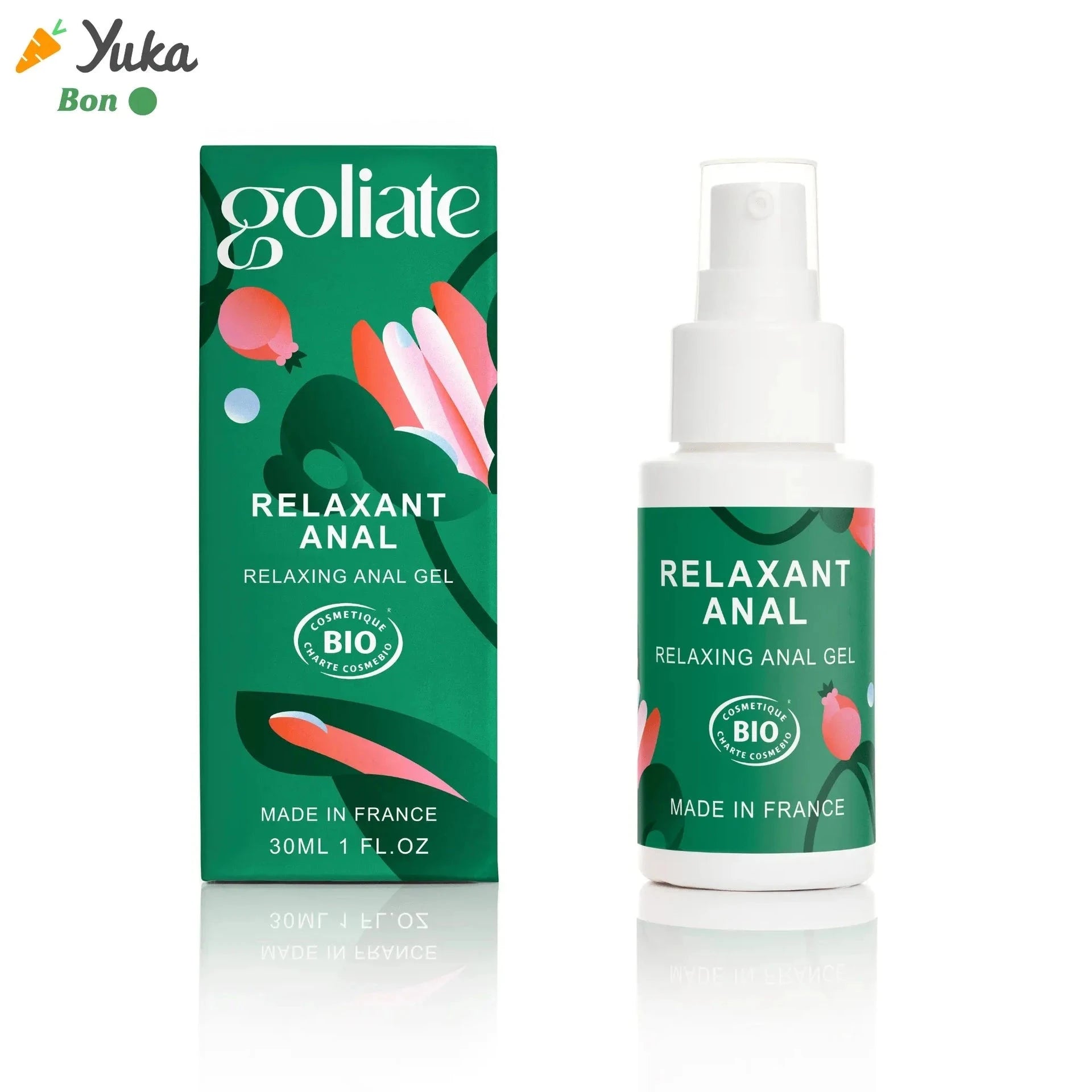 Gel relaxant anal bio 30ml Goliate, cosmétique intime apaisant, made in France, certifié bio pour le confort anal.