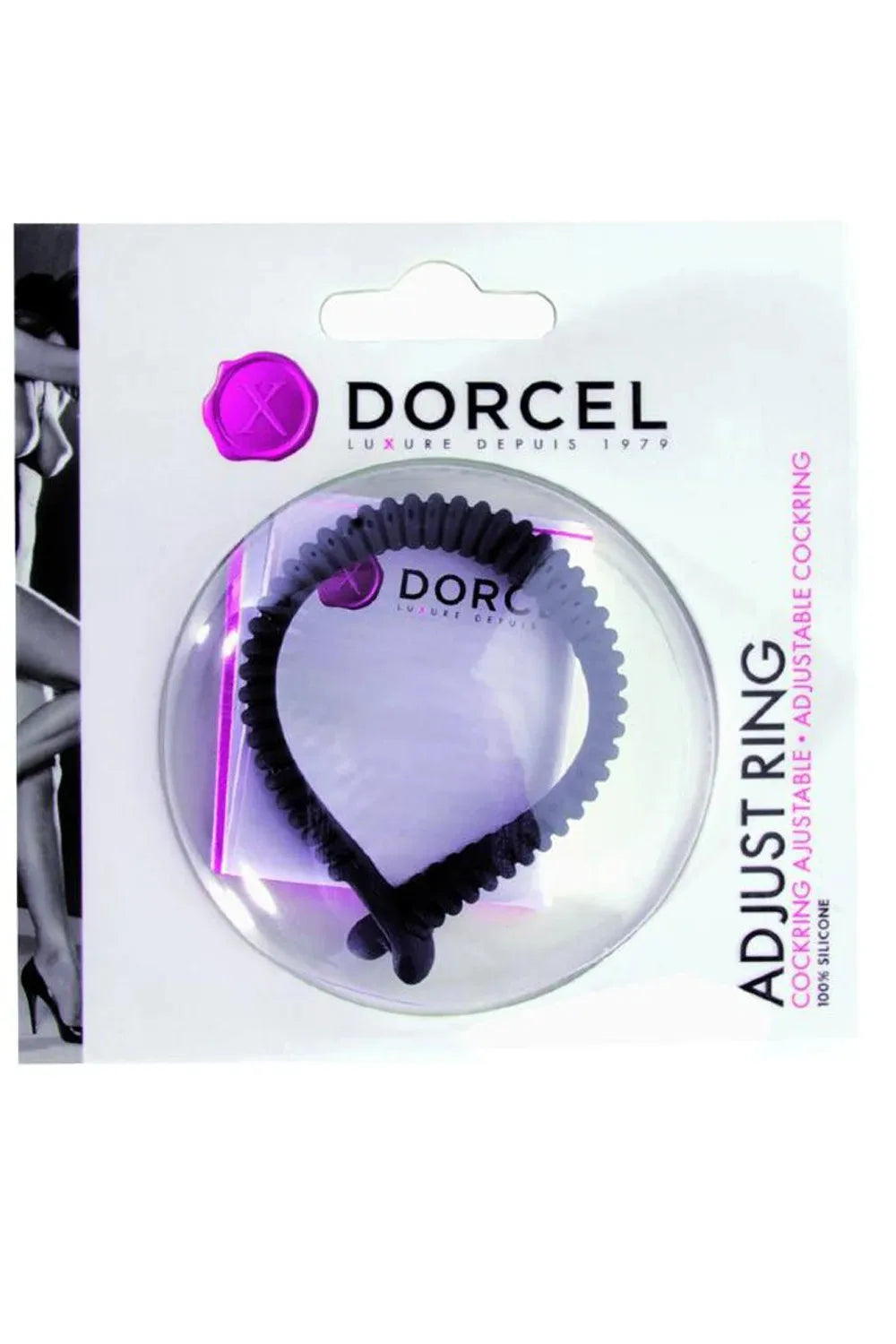 Anneau pénien ajustable en silicone noir pour plaisir personnalisé. Accessoire intime confortable et érotique.