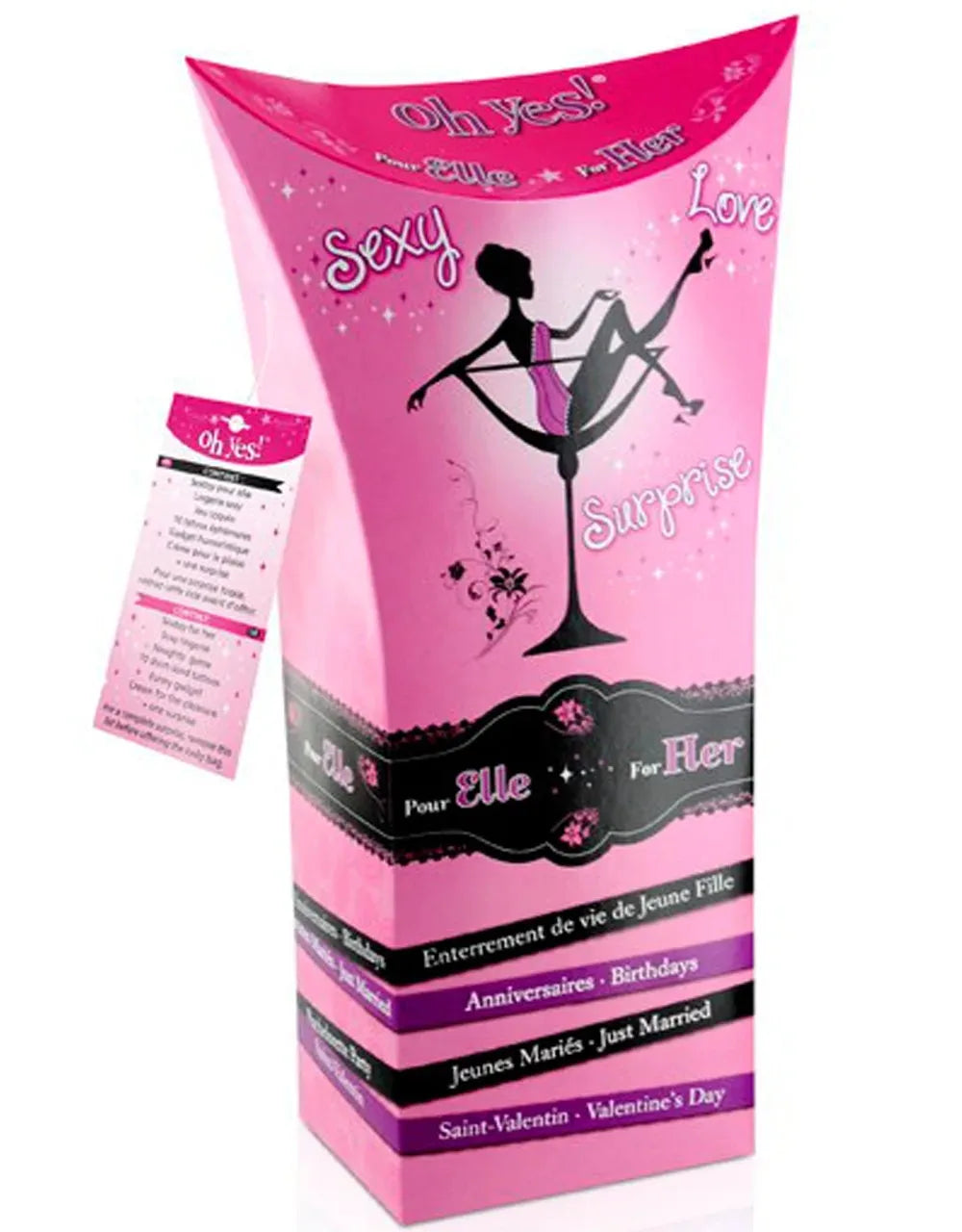 Coffret cadeau érotique femme, idéal pour enterrement de vie de jeune fille, anniversaire ou Saint-Valentin.