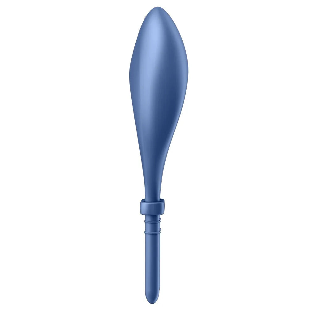 Vibromasseur ergonomique bleu USB, idéal pour des moments intimes intenses et exploratoires.