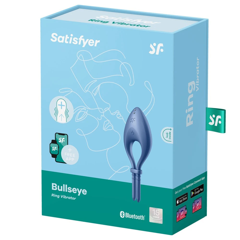 Vibrateur en anneau Bullseye Satisfyer, connecté Bluetooth, stimulation intense et personnalisée.