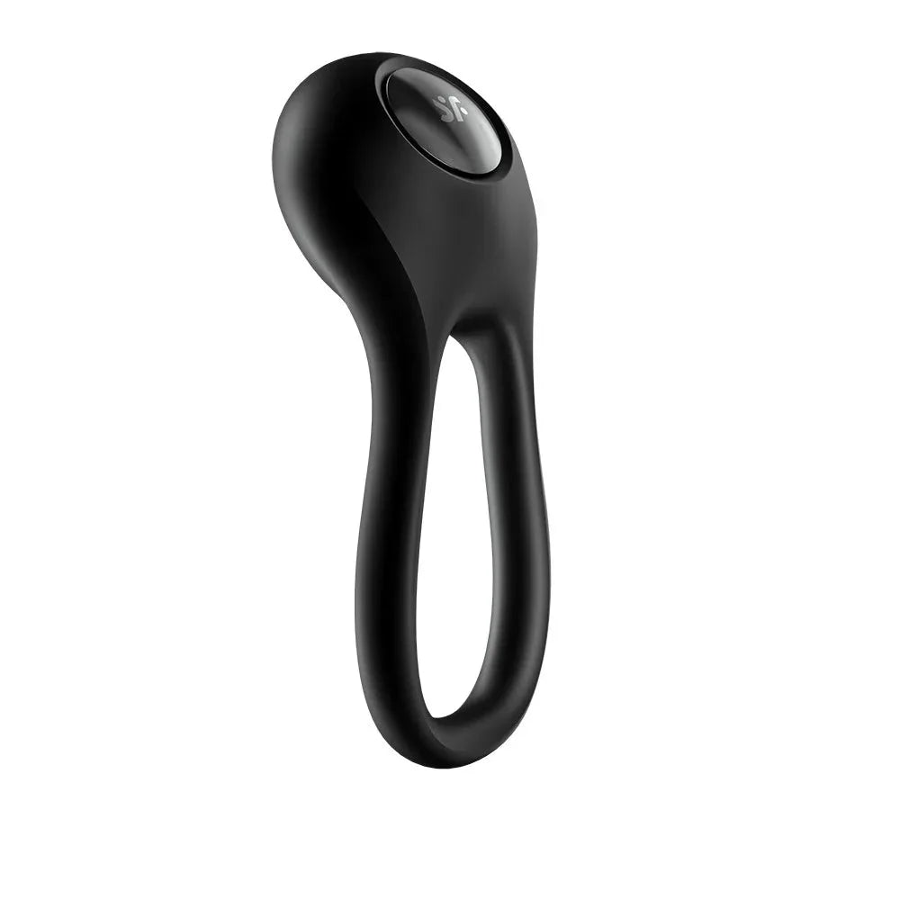 Anneau vibrant noir USB en silicone pour couples.