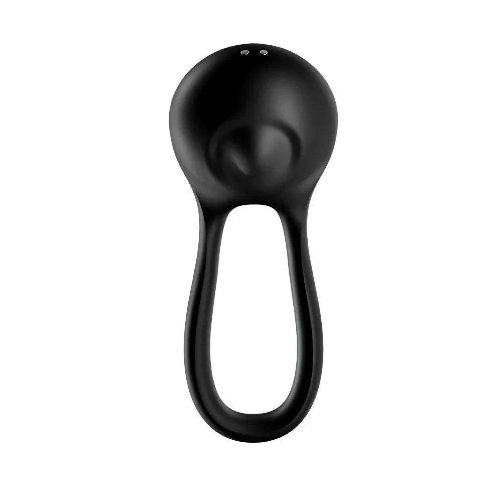 Anneau vibrant noir en silicone, rechargeable par USB, pour plaisir et stimulation intimes.