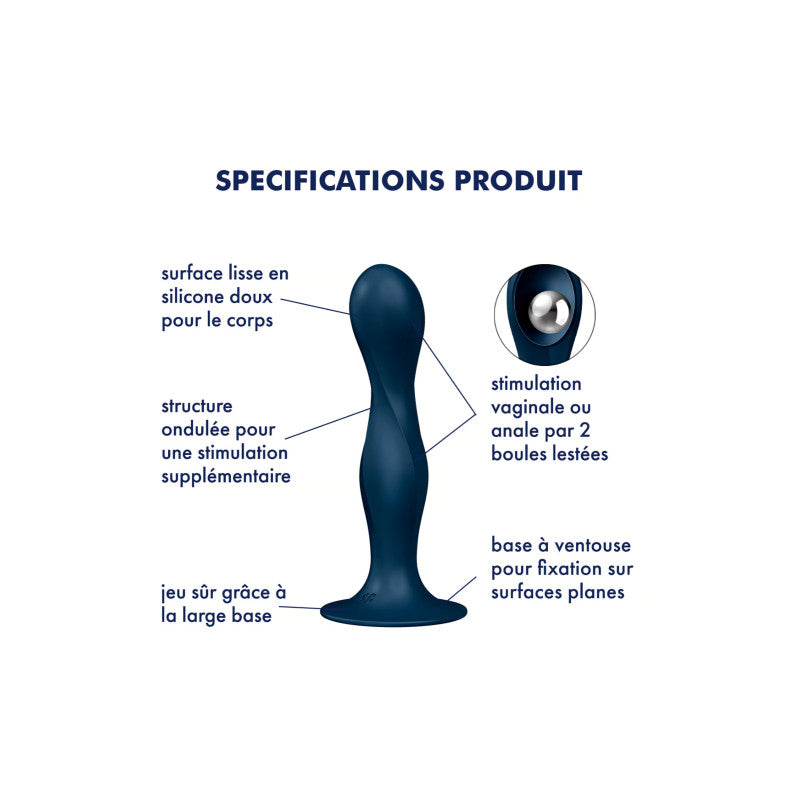 Double Ball R bleu, gode anal et vaginal avec billes oscillantes