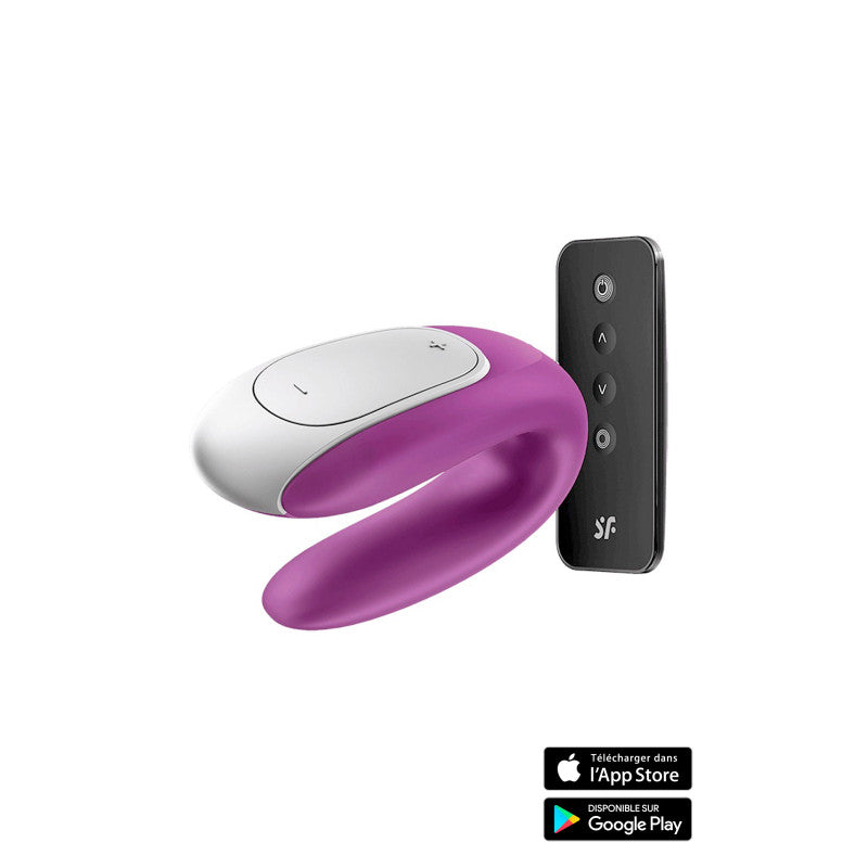 Double Fun, vibromasseur couple violet connecté avec télécommande
