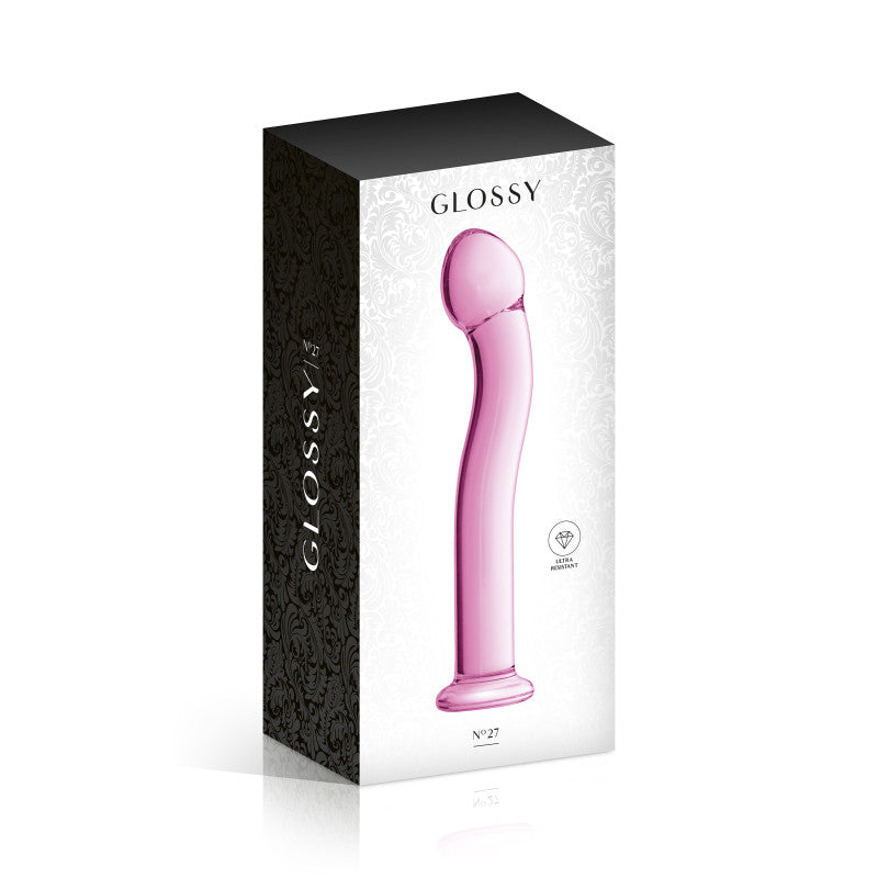 Glossy Toys n° 27, gode point G en verre rose 19,5cm