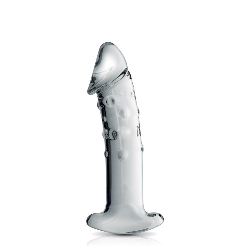 Glossy Toys n°3, gode réaliste en verre avec poignée de retrait 18cm