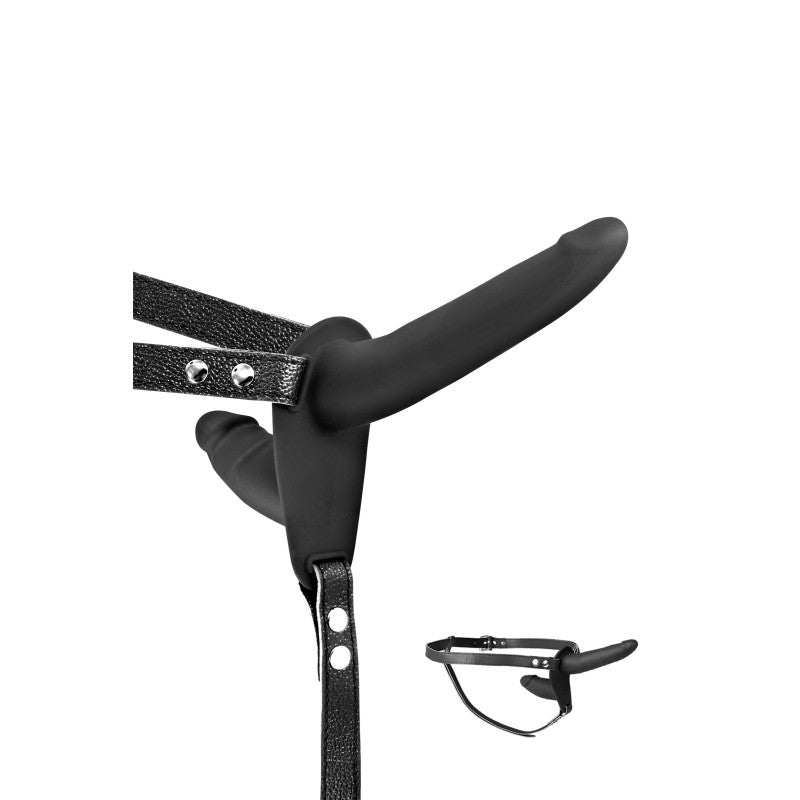 Gode ceinture double strap-on noir