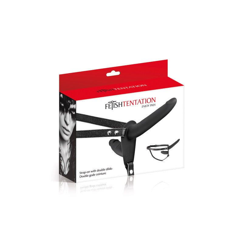 Gode ceinture double strap-on noir